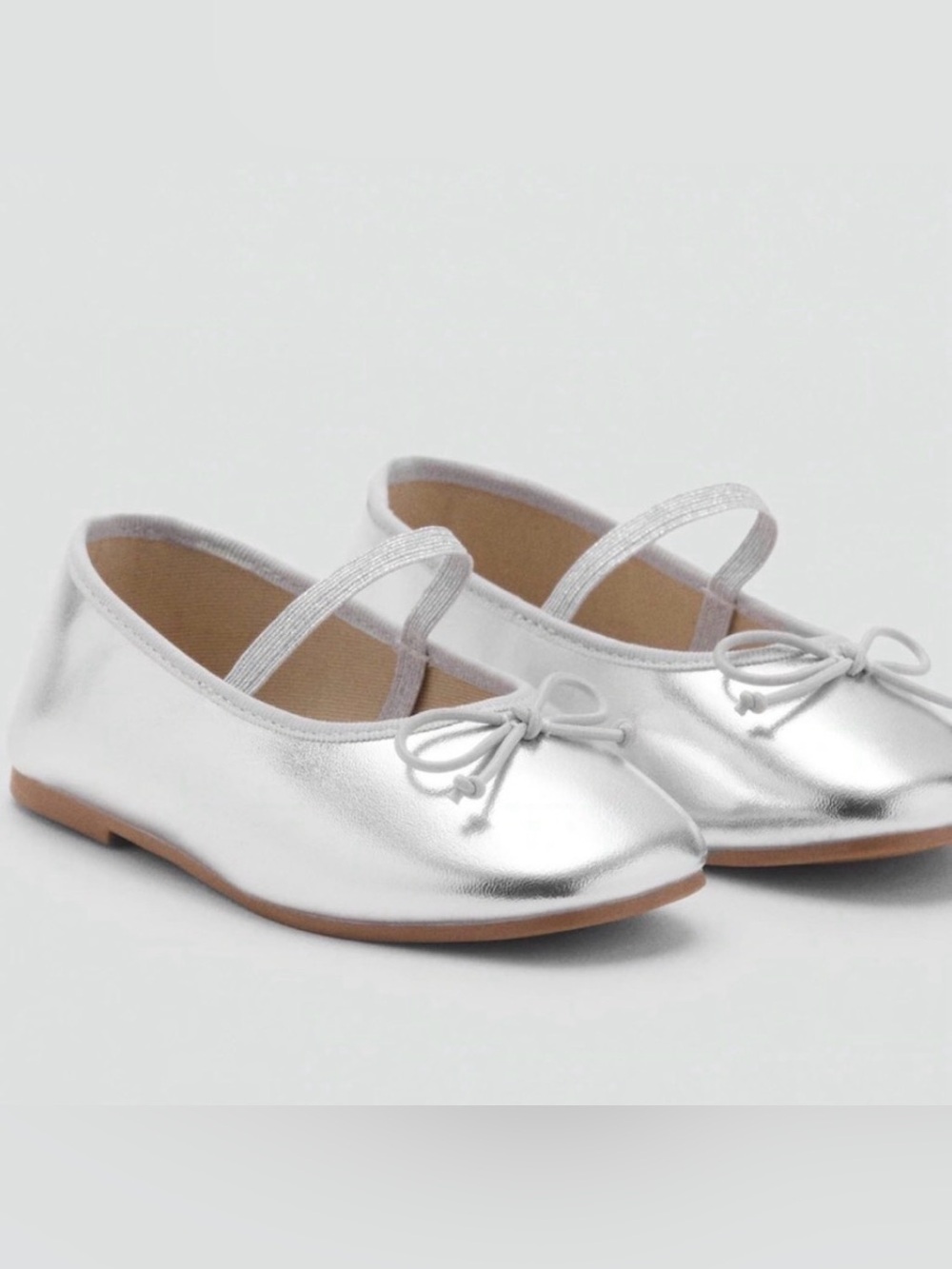 Place Shiny Silver Dress Shoes for Kids